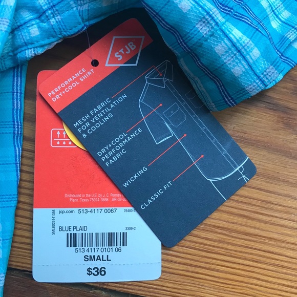 St. John's Bay Quick Dri Blue Button Down, NWT, S - Picture 7 of 15